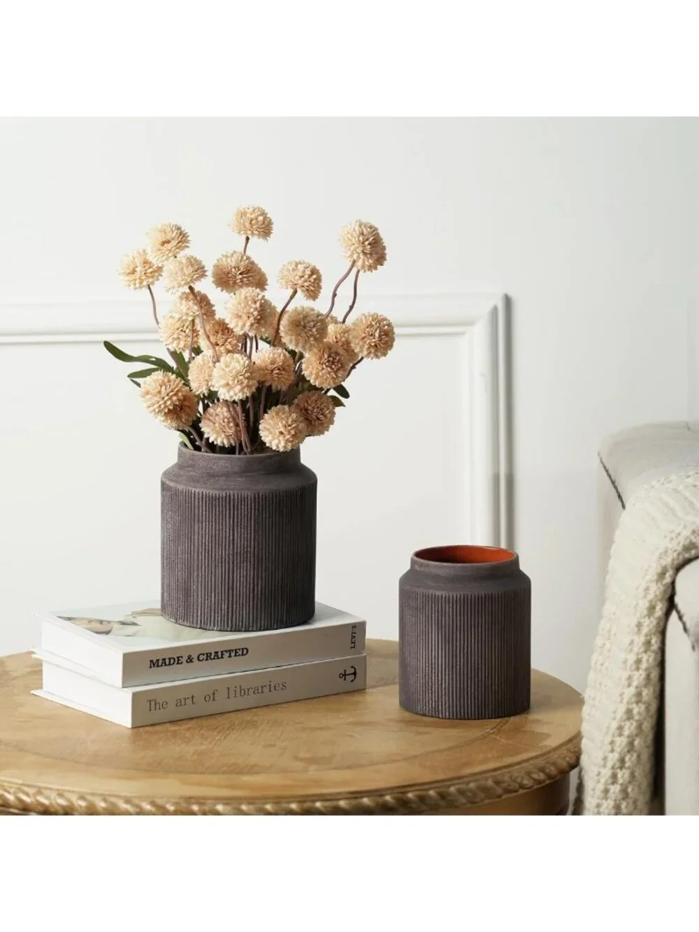 Set of 2 Rustic Ceramic Flower Vases - 5.9in Home Decor Accent Pieces